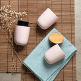 Porta Escova de Dente Cerâmica Esmalte 8cm Rosa Osaka Yoi para Bancada de Banheiro